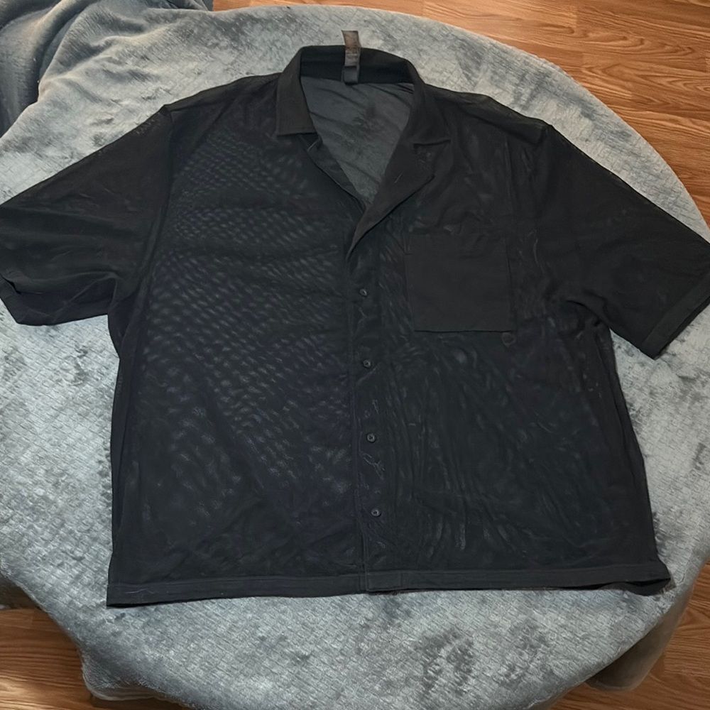 Savage X FENTY Black Mesh Button-Up Shirt